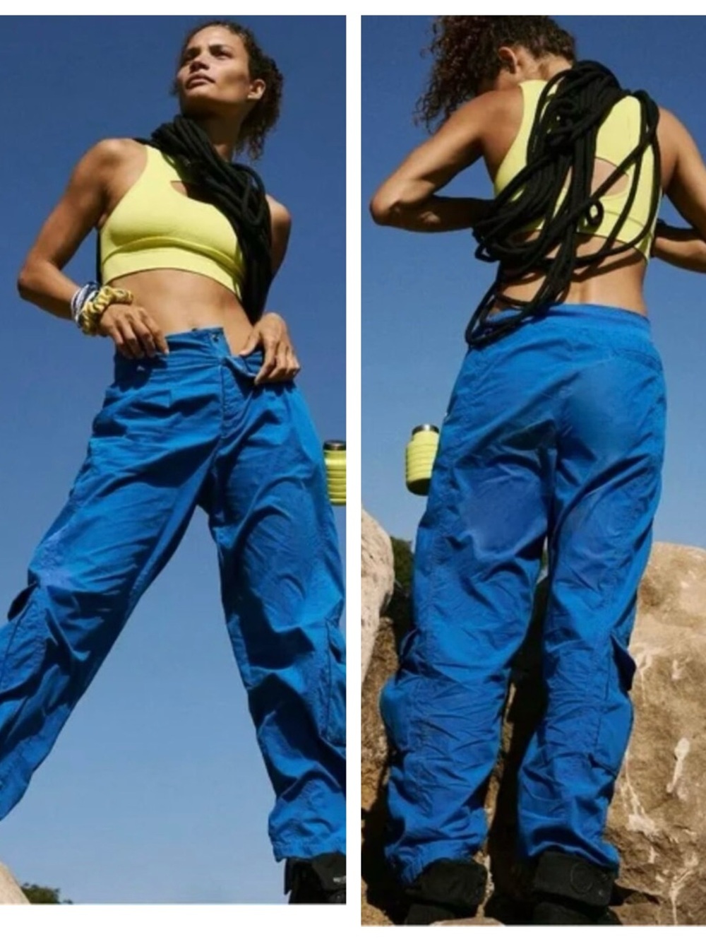 NWOT FP Movement Mesmerize Me Pants Blue Flame Athleisure Utility Cargo Hiking S